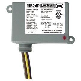 FUNC RIB24P, Enclosed Relay 20A DPDT 24VAC/DC