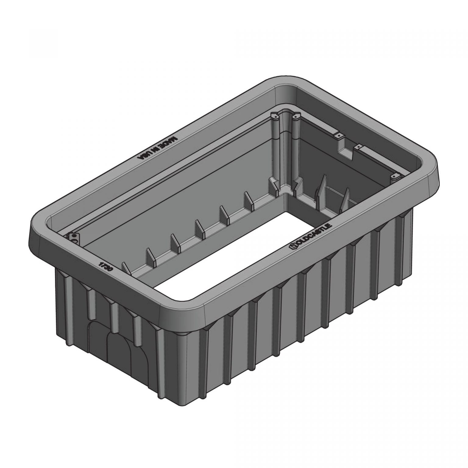 17301471 1730-18 - Duralite™ Unit, 17" x 30" x 18", Straight Wall, Gray, DL/LW Flush Cover, T15, Marking Plate Required