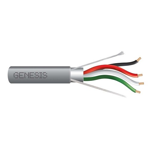 TS164 RISER E-WIRE - Genesis 22221009 16/4 Stranded Shielded Riser Cable, CL3R, FPLR, CMR, FT4, Sunlight Resistant, 1000' (304.8m), Reel, Gray