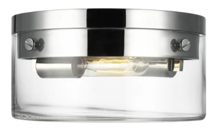 CF1002PN - Garrett Medium Flush Mount Polished Nickel Finish With Clear Glass Shade (CF1002PN)