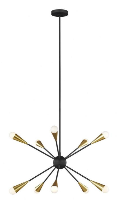 EC10310MBK - Generation Lighting Jax Medium Chandelier Midnight Black Finish (EC10310MBK)