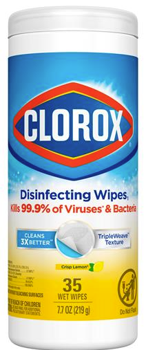 35CT - Clorox Lemon Disinfecting Wipes Canister 35 ct