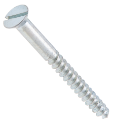 JFW123 - 4 x 1-1/4 in. Flat Head Slotted Wood Screws - Steel Zinc - 100qty