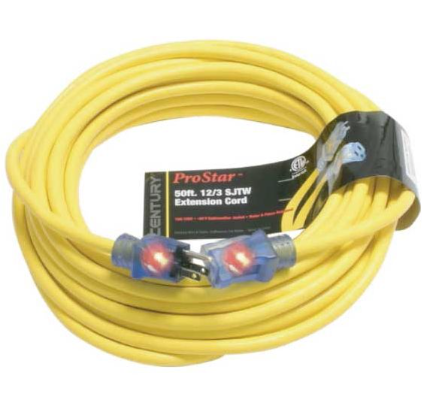 D11712050YL - 50' 12/3 Sjtw Heavy Duty Outdoor Extention Cord D11712050Yl