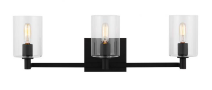 4464203-112 - Generation Lighting Fullton Three Light Wall/Bath Midnight Black Black/White Cord (4464203-112)