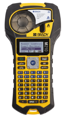 Picture of M210 - Brady M210 Portable Label Printer with Rubber Bumpers, Multi-Line Print, 6 to 40 Point Font (Replaces BMP21-PLUS Printer), Yellow/Black, 9.5 in H x 4.5 in W x 2.5 in D
