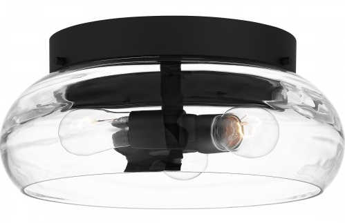 LCY1614MBK - Quoizel LCY1614MBK Lucy Interior Lighting Transitional Clear Optic Glass Flush Mount Ceiling Light, 3-Light 180 Total Watts, 6" H x 14" W, Matte Black