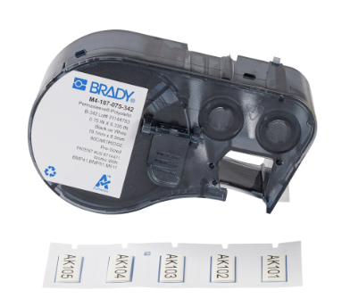 M4-187-075-342 - PermaSleeve Heat Shrink Labels with Ribbon for M4 M5 Printers - 0.187" Dia x 0.75", White