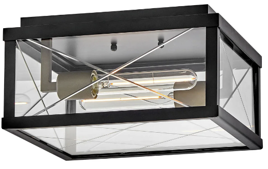 28881BK - Monte 2 Light 12 inch Black with Burnished Bronze Outdoor Ceiling