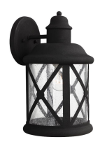 8621401-12 - 1 Light Medium Wall Lantern, Black with Clear Seeded Glass