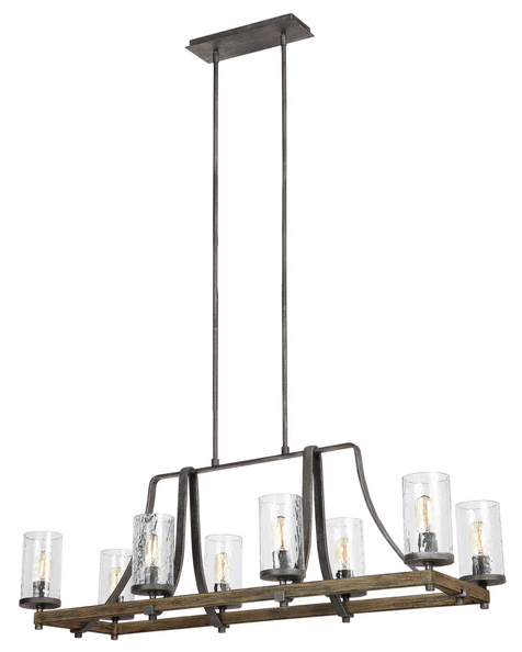 F3136/8DWK/SGM - Visual Comfort Studio, 8 Light 46" Linear Light, Distressed Weathered Oak-Slate Gray