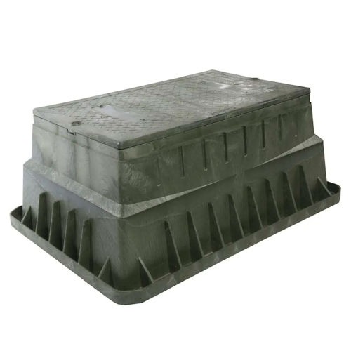 Picture of PENCELL PE30HDH005P3 33" X 20" X 16" DEPTH HDPE HANDHOLE BOX/CVR ASSY WITH "ELECTRIC" LOGO & 2 HEX BOLTS